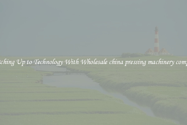 Matching Up to Technology With Wholesale china pressing machinery company