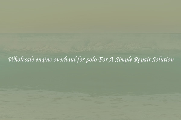 Wholesale engine overhaul for polo For A Simple Repair Solution