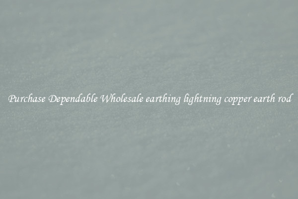 Purchase Dependable Wholesale earthing lightning copper earth rod